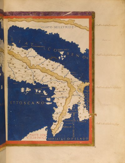 Kaart van Italië gebaseerd op Ptolemaeus